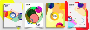 Modern soyut kapaklar seti. Cool gradient şekilleri bileşimi, vektör tasarımı kapsar.