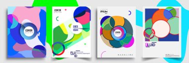 Modern soyut kapaklar seti. Cool gradient şekilleri bileşimi, vektör tasarımı kapsar.