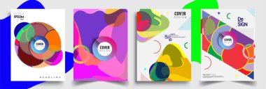 Modern soyut kapaklar seti. Cool gradient şekilleri bileşimi, vektör tasarımı kapsar.