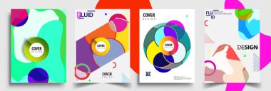 Modern soyut kapaklar seti. Cool gradient şekilleri bileşimi, vektör tasarımı kapsar.