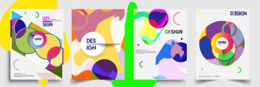 Modern soyut kapaklar seti. Cool gradient şekilleri bileşimi, vektör tasarımı kapsar.