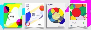 Modern soyut kapaklar seti. Cool gradient şekilleri bileşimi, vektör tasarımı kapsar.