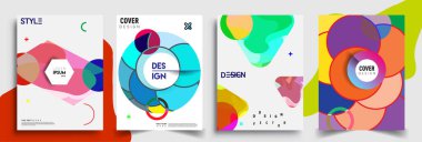 Modern soyut kapaklar seti. Cool gradient şekilleri bileşimi, vektör tasarımı kapsar.