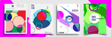 Modern soyut kapaklar seti. Cool gradient şekilleri bileşimi, vektör tasarımı kapsar.