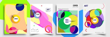 Modern soyut kapaklar seti. Cool gradient şekilleri bileşimi, vektör tasarımı kapsar.