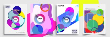 Modern soyut kapaklar seti. Cool gradient şekilleri bileşimi, vektör tasarımı kapsar.