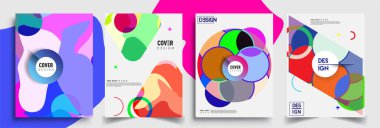 Modern soyut kapaklar seti. Cool gradient şekilleri bileşimi, vektör tasarımı kapsar.