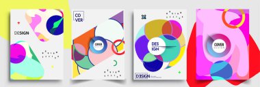 Modern soyut kapaklar seti. Cool gradient şekilleri bileşimi, vektör tasarımı kapsar.