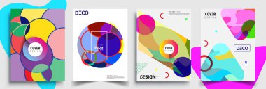 Modern soyut kapaklar seti. Cool gradient şekilleri bileşimi, vektör tasarımı kapsar.