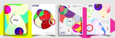 Modern soyut kapaklar seti. Cool gradient şekilleri bileşimi, vektör tasarımı kapsar.