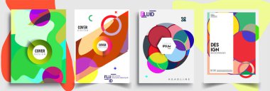 Modern soyut kapaklar seti. Cool gradient şekilleri bileşimi, vektör tasarımı kapsar.