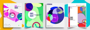 Modern soyut kapaklar seti. Cool gradient şekilleri bileşimi, vektör tasarımı kapsar.