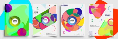 Modern soyut kapaklar seti. Cool gradient şekilleri bileşimi, vektör tasarımı kapsar.