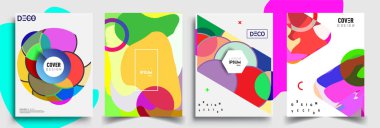 Modern soyut kapaklar seti. Cool gradient şekilleri bileşimi, vektör tasarımı kapsar.