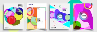 Modern soyut kapaklar seti. Cool gradient şekilleri bileşimi, vektör tasarımı kapsar.