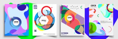 Modern soyut kapaklar seti. Cool gradient şekilleri bileşimi, vektör tasarımı kapsar.