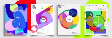 Modern soyut kapaklar seti. Cool gradient şekilleri bileşimi, vektör tasarımı kapsar.