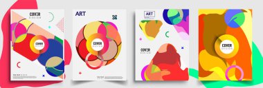 Modern soyut kapaklar seti. Cool gradient şekilleri bileşimi, vektör tasarımı kapsar.