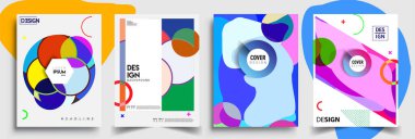 Modern soyut kapaklar seti. Cool gradient şekilleri bileşimi, vektör tasarımı kapsar.