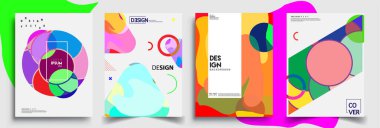 Modern soyut kapaklar seti. Cool gradient şekilleri bileşimi, vektör tasarımı kapsar.