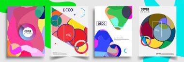 Modern soyut kapaklar seti. Cool gradient şekilleri bileşimi, vektör tasarımı kapsar.