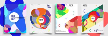 Modern soyut kapaklar seti. Cool gradient şekilleri bileşimi, vektör tasarımı kapsar.