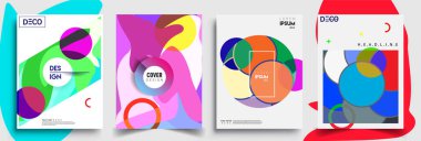 Modern soyut kapaklar seti. Cool gradient şekilleri bileşimi, vektör tasarımı kapsar.
