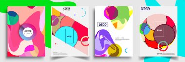Modern soyut kapaklar seti. Cool gradient şekilleri bileşimi, vektör tasarımı kapsar.