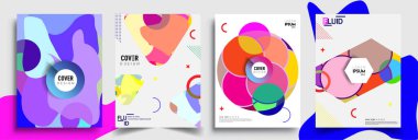 Modern soyut kapaklar seti. Cool gradient şekilleri bileşimi, vektör tasarımı kapsar.