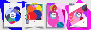 Modern soyut kapaklar seti. Cool gradient şekilleri bileşimi, vektör tasarımı kapsar.