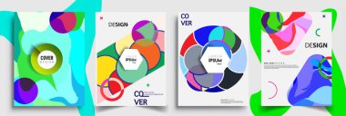 Modern soyut kapaklar seti. Cool gradient şekilleri bileşimi, vektör tasarımı kapsar.