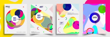 Modern soyut kapaklar seti. Cool gradient şekilleri bileşimi, vektör tasarımı kapsar.