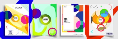 Modern soyut kapaklar seti. Cool gradient şekilleri bileşimi, vektör tasarımı kapsar.