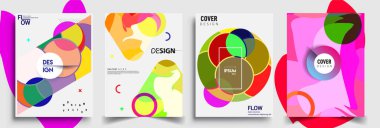 Modern soyut kapaklar seti. Cool gradient şekilleri bileşimi, vektör tasarımı kapsar.