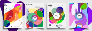 Modern soyut kapaklar seti. Cool gradient şekilleri bileşimi, vektör tasarımı kapsar.