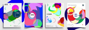 Modern soyut kapaklar seti. Cool gradient şekilleri bileşimi, vektör tasarımı kapsar.