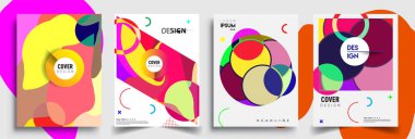 Modern soyut kapaklar seti. Cool gradient şekilleri bileşimi, vektör tasarımı kapsar.