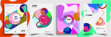 Modern soyut kapaklar seti. Cool gradient şekilleri bileşimi, vektör tasarımı kapsar.