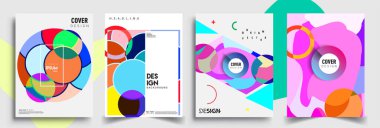 Modern soyut kapaklar seti. Cool gradient şekilleri bileşimi, vektör tasarımı kapsar.