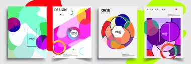 Modern soyut kapaklar seti. Cool gradient şekilleri bileşimi, vektör tasarımı kapsar.