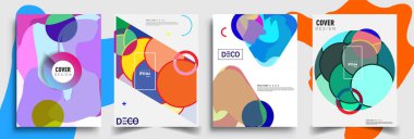 Modern soyut kapaklar seti. Cool gradient şekilleri bileşimi, vektör tasarımı kapsar.