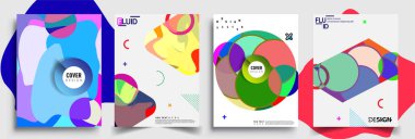Modern soyut kapaklar seti. Cool gradient şekilleri bileşimi, vektör tasarımı kapsar.