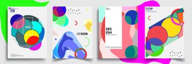 Modern soyut kapaklar seti. Cool gradient şekilleri bileşimi, vektör tasarımı kapsar.