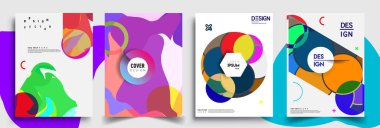 Modern soyut kapaklar seti. Cool gradient şekilleri bileşimi, vektör tasarımı kapsar.