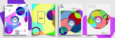 Modern soyut kapaklar seti. Cool gradient şekilleri bileşimi, vektör tasarımı kapsar.