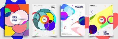 Modern soyut kapaklar seti. Cool gradient şekilleri bileşimi, vektör tasarımı kapsar.