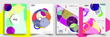 Modern soyut kapaklar seti. Cool gradient şekilleri bileşimi, vektör tasarımı kapsar.