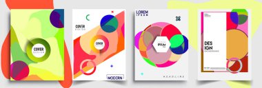 Modern soyut kapaklar seti. Cool gradient şekilleri bileşimi, vektör tasarımı kapsar.