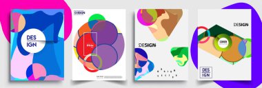 Modern soyut kapaklar seti. Cool gradient şekilleri bileşimi, vektör tasarımı kapsar.