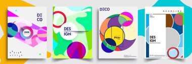Modern soyut kapaklar seti. Cool gradient şekilleri bileşimi, vektör tasarımı kapsar.